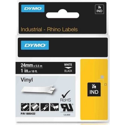DYMO vinylová páska RHINO D1 24 mm x 5,5 m, bílá na černé, 1805432 – Zbozi.Blesk.cz