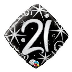 Qualatex Diamant Černé 21. narozeniny 18 46cm fóliový balónek