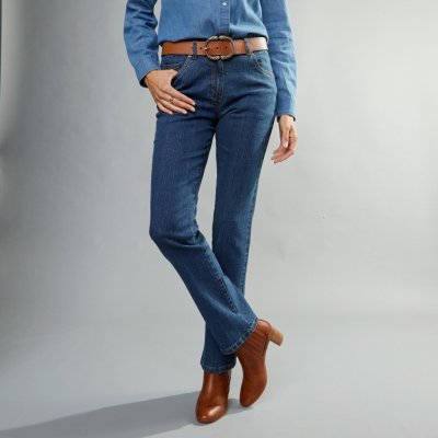 Blancheporte Strečové rovné džíny střední výška postavy modrá – Zboží Mobilmania