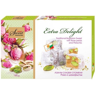 Sweet memories Extra Delight lokum pistácie s růží 140 g – Zboží Dáma