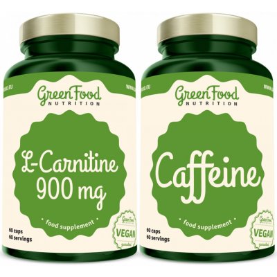 GreenFood Nutrition L-Carnitin 900mg 60 kapslí + Caffeine 60 kapslí