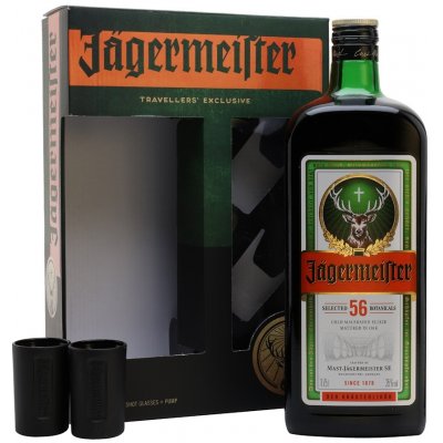 Jägermeister Party 35% 1,75 l (dárkové balení pumpička + 2 sklenice) – Zbozi.Blesk.cz