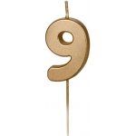 PartyDeco svíčka zlatá na špejli číslo 9 – Zbozi.Blesk.cz