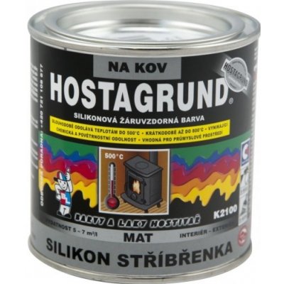 Barvy A Laky Hostivař Hostagrund K2100 Silikon Stříbřenka barva na kov do 500 °C, stříbrná, 350 g – Zbozi.Blesk.cz