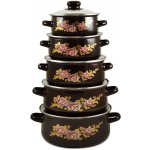 TIDAL Smaltované hrnce KVĚTY, 1/1,5/2/3/4L, 10ks, hnědé, TD-9793 – Zboží Dáma