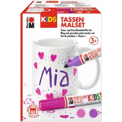 Marabu KiDS Porcelain & Glas Painter 2x popisovač + hrnek pro holky – Zboží Mobilmania