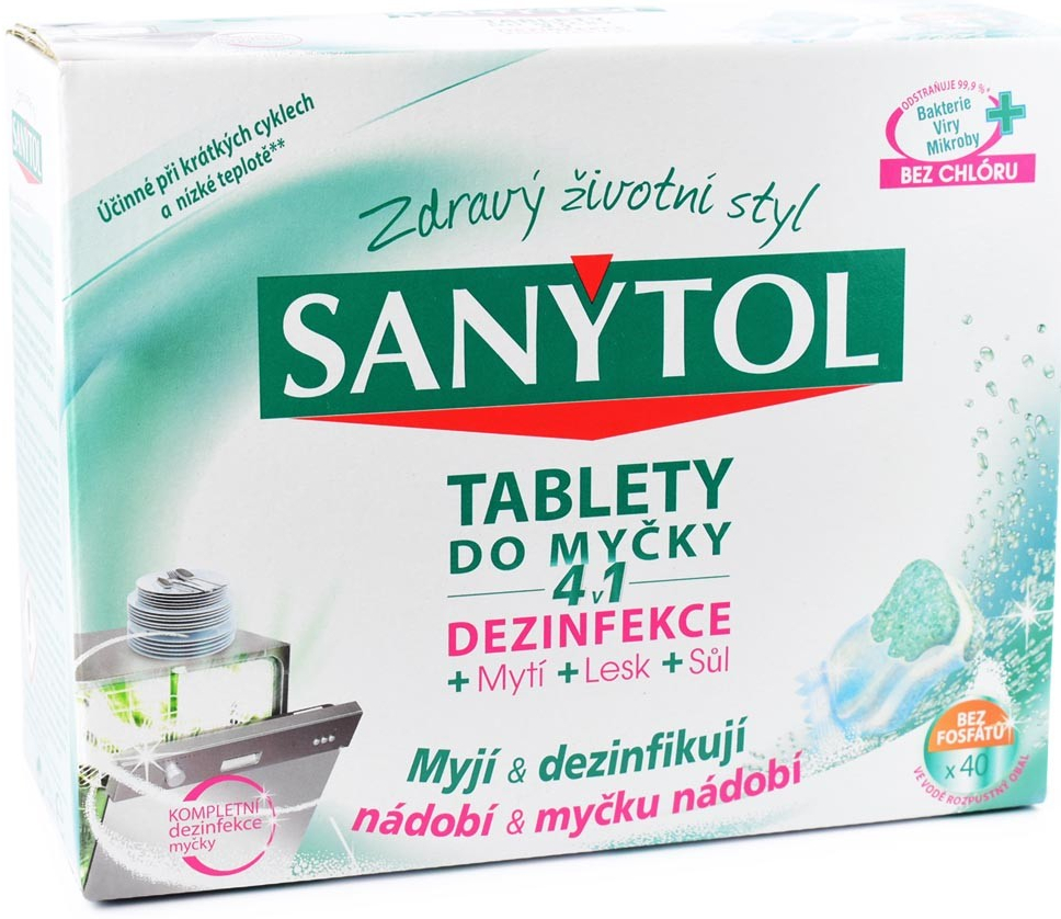 Sanytol 4v1 tablety do myčky nádobí 40 ks od 189 Kč - Heureka.cz