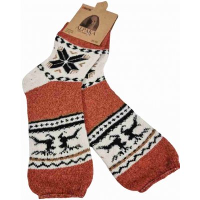 Alpaca dámské domácí vlněné ponožky sobík oranžová – Zboží Mobilmania