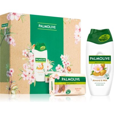 Palmolive Naturals přírodní tuhé mýdlo s výtažky z mandlí 90 g + sprchové mléko 250 ml