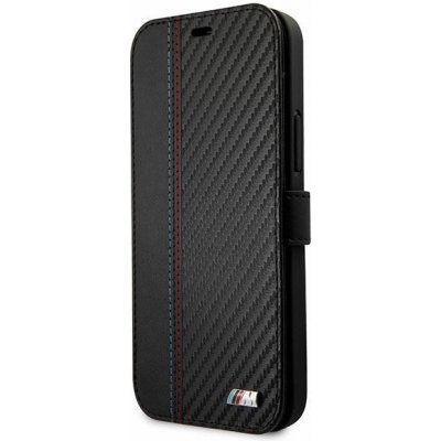 Pouzdro BMW iPhone 12 mini černé book M Collection PU Carbon Stripe