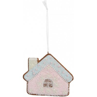 Závěsná dekorace růžová perníková chaloupka Frosted Ginger - 9*1*8 cm - Clayre & Eef – Hledejceny.cz