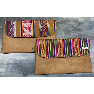 Dámská semišová kabelka crossbody z Peru 7 béžová proužky – Zboží Mobilmania