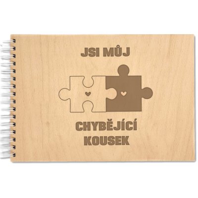 Okamih Ručně vyrobené svatební fotoalbum na míru, ze dřeva "Jsi můj chybějící kousek" – Zboží Dáma