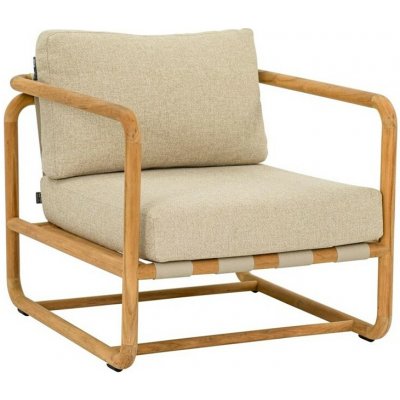 Apple Bee Nízké křeslo Dolce, Apple Bee, 75x78x67 cm, rám teak natural, pásový výplet Ecru, sedáky venkovní látka Olefin Cotton Flower – Hledejceny.cz