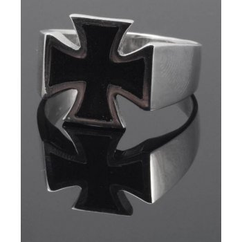 ThajskoSilvermanufacture Motorkářský stříbrný prsten. Klasický a velmi oblíbený motív Maltézský kříž. -prst68-