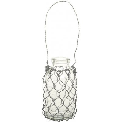 Závěsná skleněná dekorační vázička s drátkem Fil de Fer - Ø 5,5*10 cm - Chic Antique – Hledejceny.cz