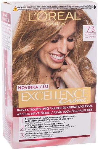 L'Oréal Excellence Creme barva na vlasy 7,3 Natural Golden Blonde od 250 Kč  - Heureka.cz