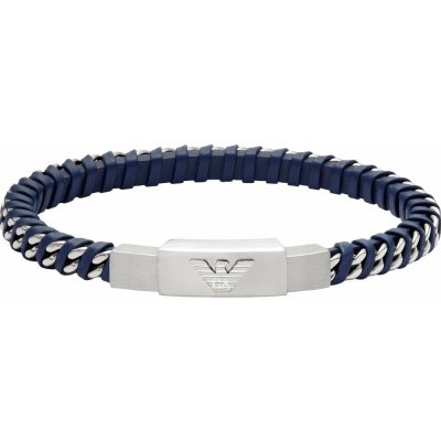 Emporio Armani Designový kožený modrý náramek EGS3319040 – Sleviste.cz