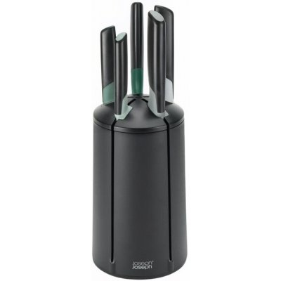 Joseph Joseph Sada černo-zelených nerezových nožů s rotačním stojanem Elevate, 5 ks – Zboží Mobilmania