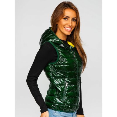 Bolf dámská prošívaná vesta s kapucí R9549 zelená – Zboží Mobilmania
