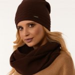 Fashionweek Dámský zimní set čepice + šála flísová podšívka ZIZI32/K1 Hnědý – Hledejceny.cz