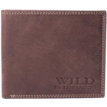 Kožená peněženka Wild by Loranzo pánská tmavě broušený povrch 953 bez zapínání hnědá