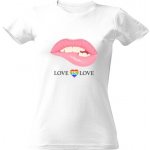 Tričko s potiskem Dámské tričko bílé Rainbow Lips dámské Bílá – Zboží Mobilmania
