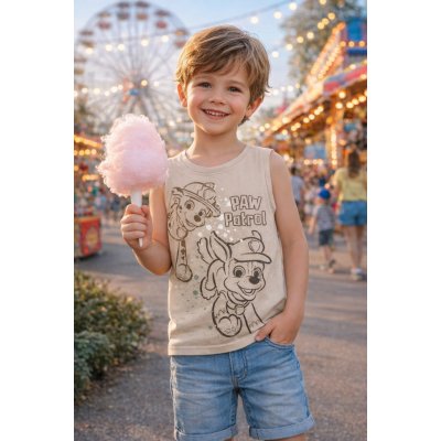 Eplusm chlapecké letní tílko TLAPKOVÁ PATROLA béžové – Zboží Dáma