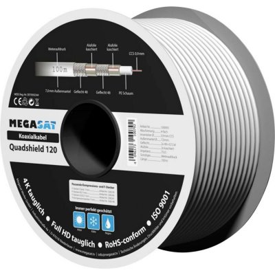 MegaSat 100093 koaxiální kabel, vnější Ø: 7.0 mm, bílá, 100 m – Hledejceny.cz