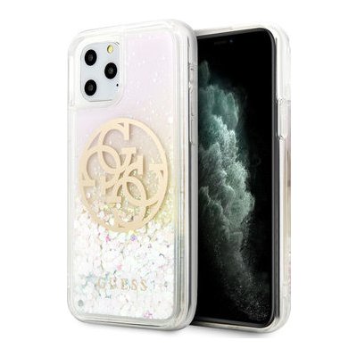 Pouzdro GUESS Glitter Circle Apple iPhone 11 Pro Max bílo-zlaté – Zboží Mobilmania