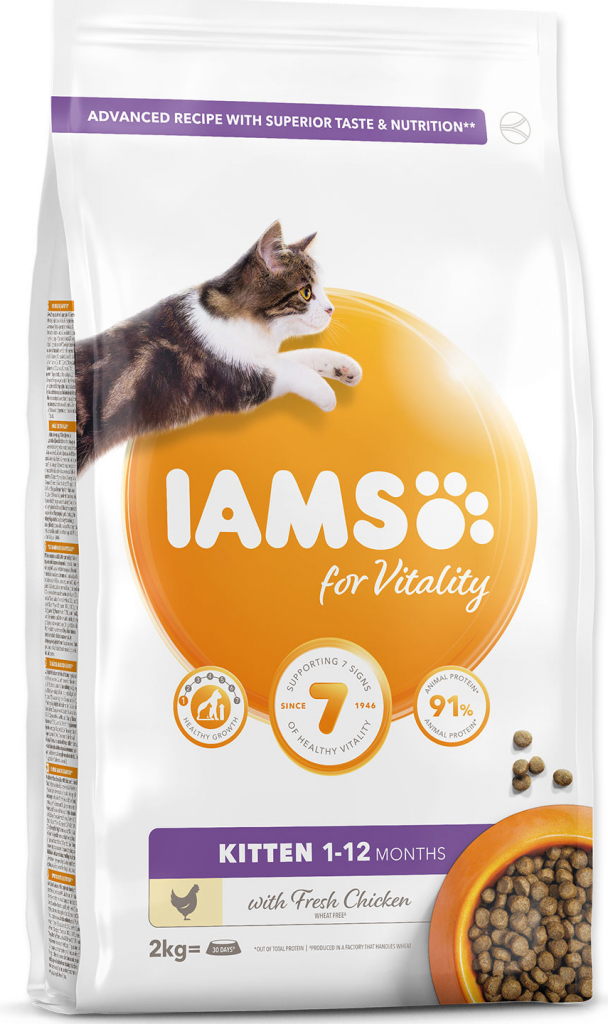 Iams for Vitality Kitten Food with Fresh Chicken 2 kg