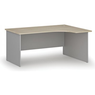 PRIMO GRAY Kancelářský rohový pracovní stůl, 1600 x 1200 mm, pravý, šedá/dub přírodní