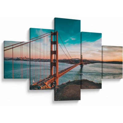 Obraz- Golden Gate, San Francisco, pětidílný 125x70 cm – Hledejceny.cz
