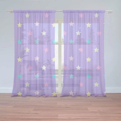 Záclony Hvězdy na fialové: 2 ks - 150x250 cm - Sablio – Hledejceny.cz