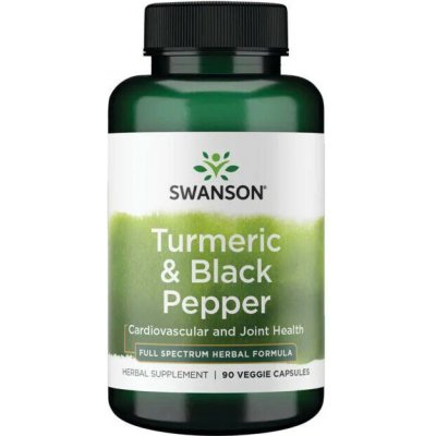 Swanson Turmeric & Black Pepper Kurkuma a černý pepř 90 rostlinných kapslí – Hledejceny.cz