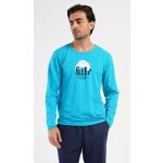 Vienetta MAN pánské pyžamo dlouhé Sleep: tyrkysová – Zboží Dáma