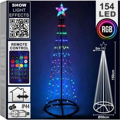 Koopman LED dekorativní vánoční stromeček 154 LED RGB, IP44, pr. 50 x 150 cm – Hledejceny.cz
