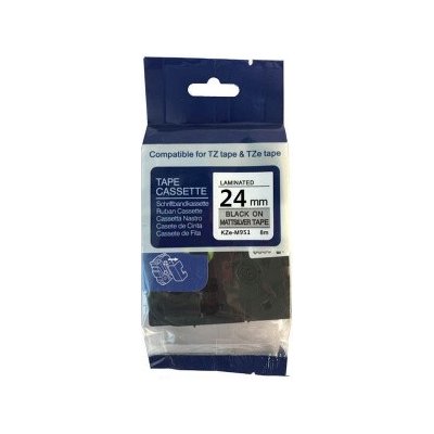 Alternativní páska pro Brother TZ-M951 + TZe-M951, 24 mm x 8 m, černý tisk + stříbrný podklad – Sleviste.cz