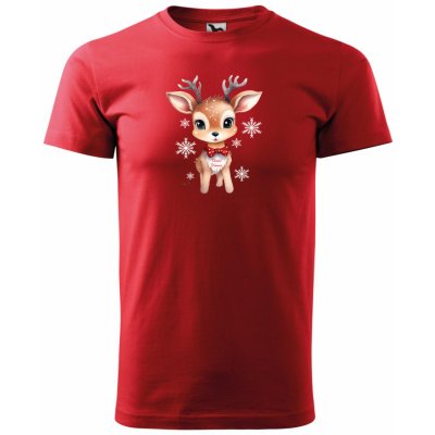 MALFINI Vánoční tričko Basic malý Sobík červené