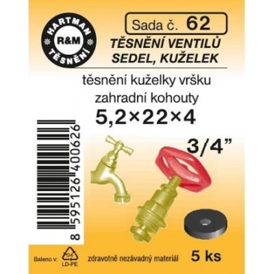 HARTMAN těsnění kuželky vršku pro zahradní kohouty, sada č. 62 – Zbozi.Blesk.cz