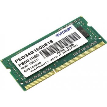 Patriot Signature Line SODIMM DDR3 4GB 1600MHz CL11 PSD34G160081S