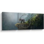 Obraz - Slůně na vrcholku Taj Mahal (s hodinami), třídílný 90x30 cm s hodinami – Hledejceny.cz