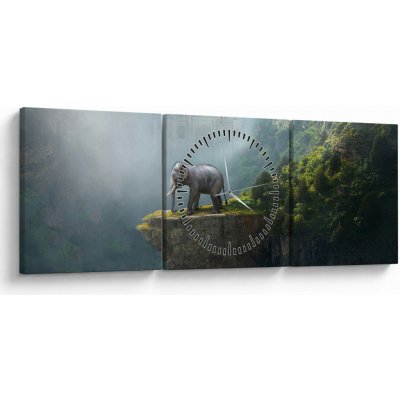 Obraz - Slůně na vrcholku Taj Mahal (s hodinami), třídílný 90x30 cm s hodinami – Hledejceny.cz