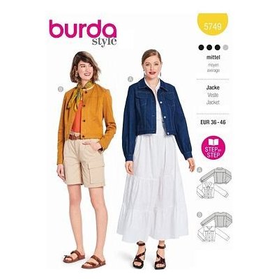 Střih Burda červený 5749 - džínová bunda, kabátek sako – Zboží Dáma