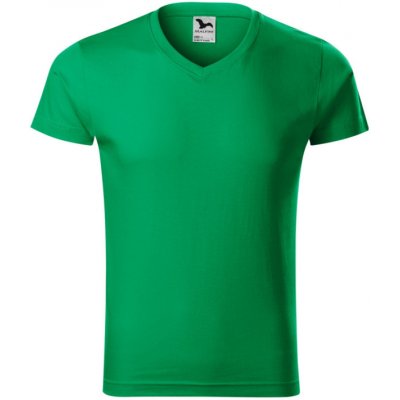 MALFINI Tričko Slim Fit V-neck 146, krátký rukáv, pánské MAL-1461615 L Zelená středně