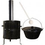 Green Home kotlík na guláš smalt 30 l 1,2 mm, Green Home kovová kotlina 50 cm s kouřovodem KOV, Green Home poklice smalt 49 cm BARA, Green Home vařečka 50 cm SMREK Max Party – Zboží Dáma