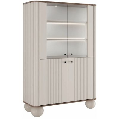 Nábytek Bogart Vesper 103 cm čtyřdveřová kašmír / ořech / černé úchytky / kulaté nohy – Hledejceny.cz