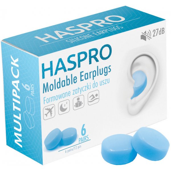 Haspro Mold6 silikonové špunty do uší, bílé 6 párů od 141 Kč - Heureka.cz