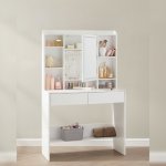 Vasagle Angela RDT123T14 toaletní stolek s osvětlením bílá – Zboží Dáma