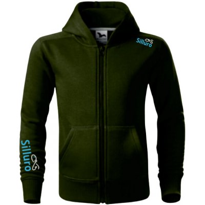 Silluro mikina s kapucí dlouhý zip khaki – Sleviste.cz